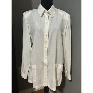 Sag Harbor Blouse Womens 16 White Long Sleeve Button Up Shirt Preppy Classic NWT